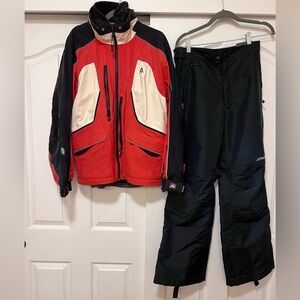 VOLKL Red and Black Nano Tech Ski Jacket and SPYDER Pants - Both Men’s Medium